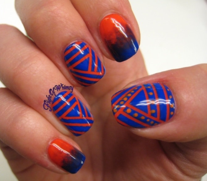 Blue and Orange Nails